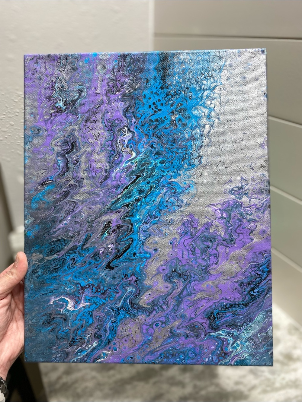Abstract Fluid Art Canvas in Blue & Purple